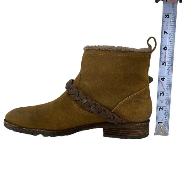 Sigerson Morrison Boots Women's 7 Brown Suede Leather Ankle Booties Shearling - Picture 8 of 14
